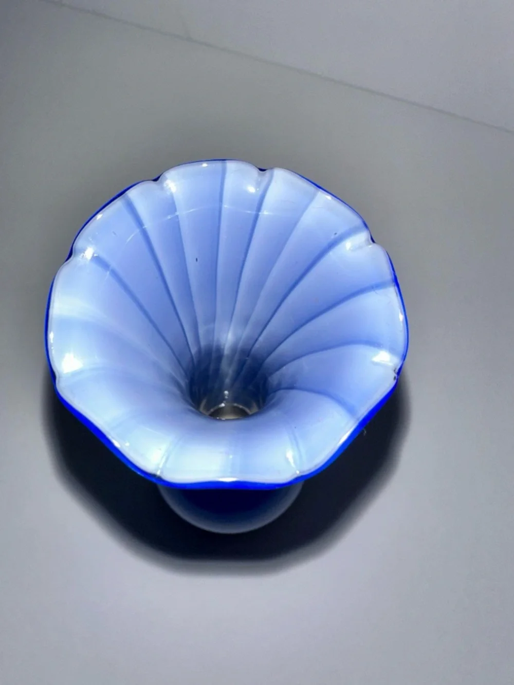 Vintage Blue Fluted Glass Bud Vase - Picture 2 of 12